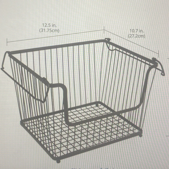 M Design Stackable Metal Basket for Kitchen Storage Large Wire Farmhouse Bin - Picture 3 of 4
